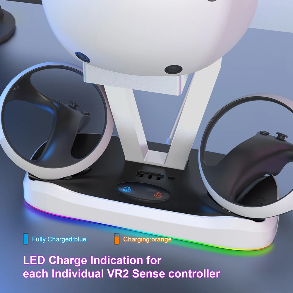 For PS VR2 Charging Stand with Display Light Handle Charging Base with Glasses Holder Gamepad Charging Stand for PS5 Accessories