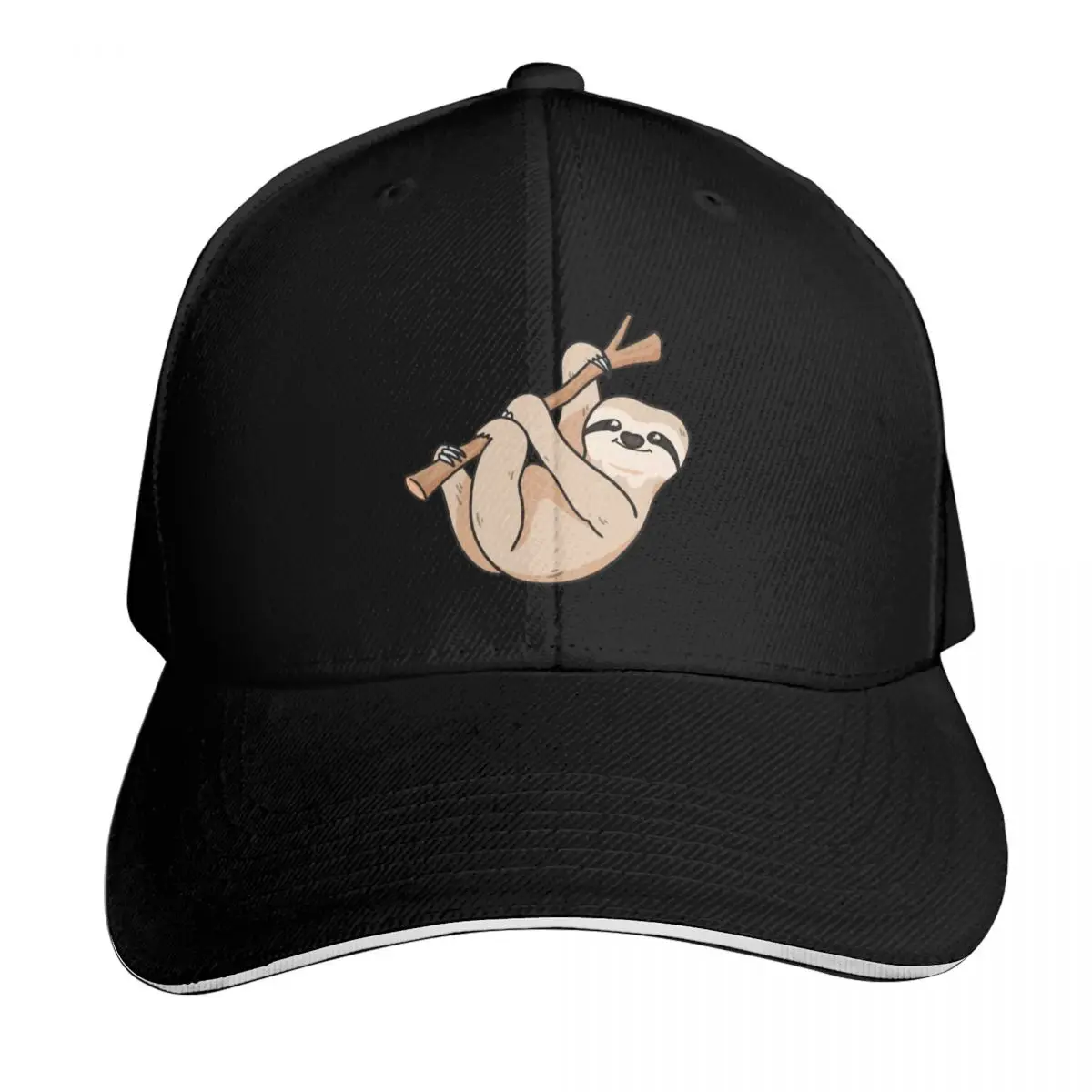 Baby Sloth Baseball Cap Quick Dry Performance Cotton Twill Breathable Contrast Two Tone Brim