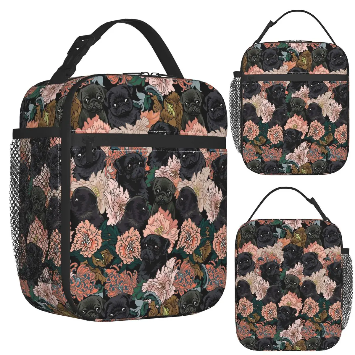 

Because Black Pug Insulated Lunch Bag for Women Picnic Storage Food Boxes Portable Container Cooler Thermal Lunch Box Tote