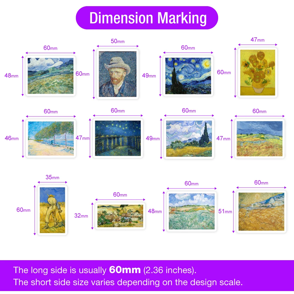 Van Gogh Paintings Artwork Aesthetic Stickers Landscape Self-Portrait DIY Gift Decal for Laptop Phone Luggage Luggage Waterproof