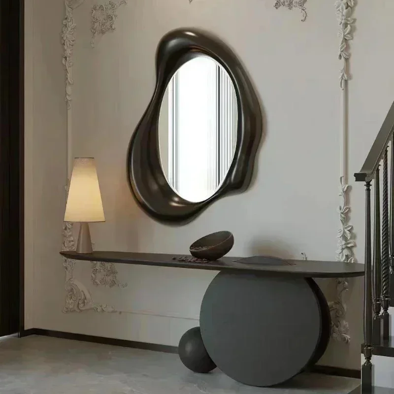 

Modern Bathroom Wall Mirror Irregular Design Indoor Display Creative Makeup Mirror Industrial Wood Zimmer Deko Home Decoration