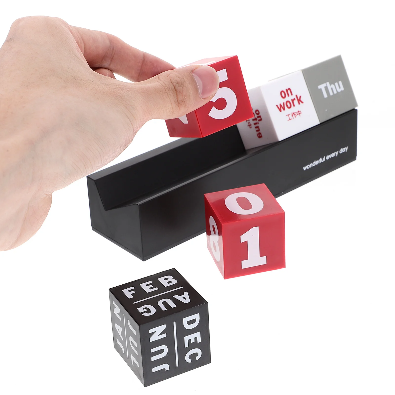 Wooden Desk Calendar Perpetual Reusable Month Date Organizer Adjustable Desktop Decor For Office Home Mini