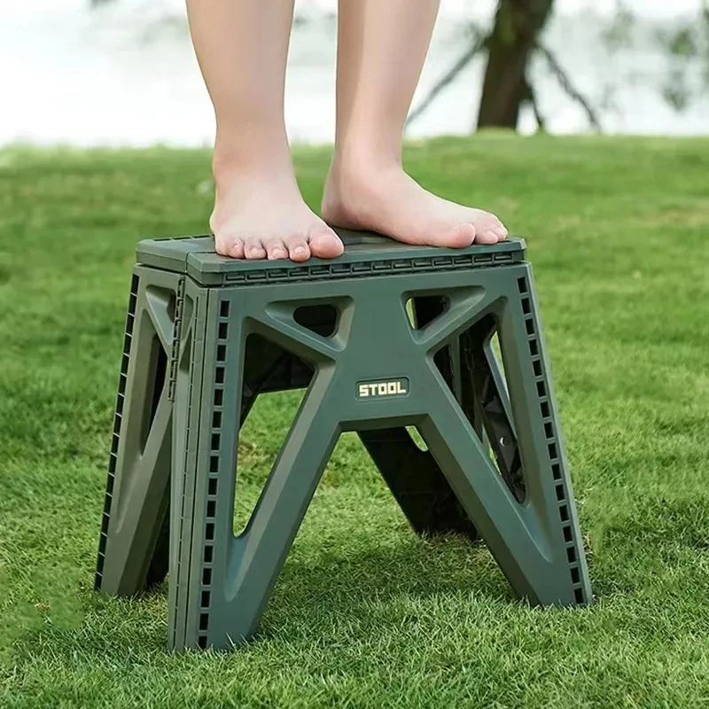 Portable Outdoor Folding Stool, Camping Fishing Chair, High Load-Bearing, Reinforced PP Plastic Triangle Stool