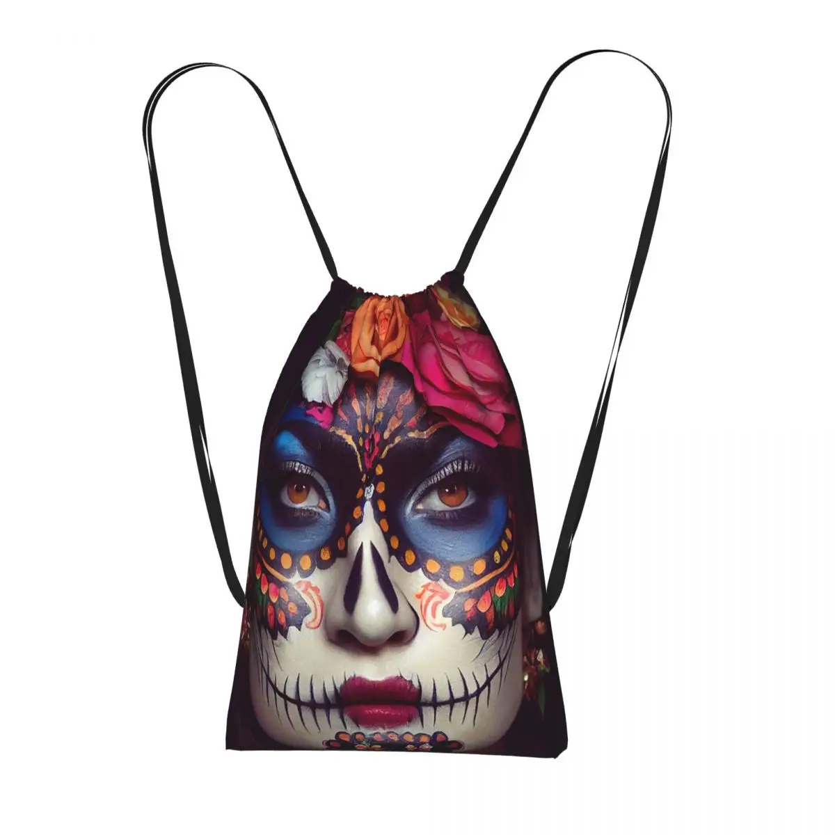 Mexican Catrina Girl Day Of The Dead Sugar Skull Backpacks Casual Drawstring Bags Sports Bag Book Bags for Man Woman School