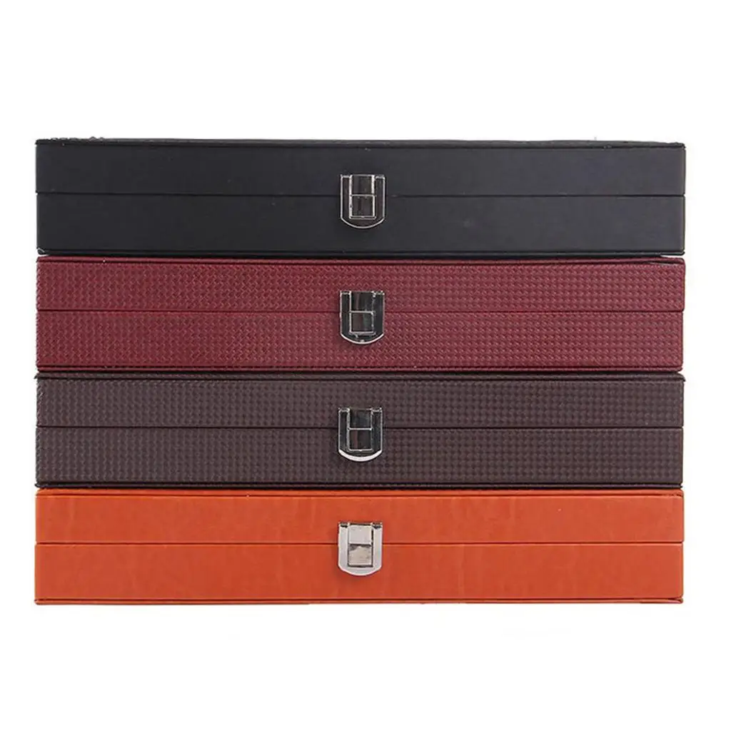 Genuine Leather Pen Boxes Storage Velvet Interior Jewelry Box Organizer 12 Slot Display for Collector