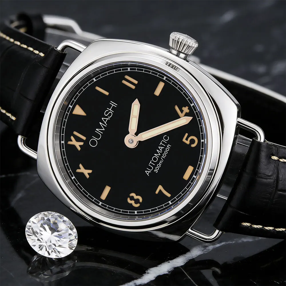 

45mm men watch retro pilot's watch ST3600 manual winding mechanical movement luminous sterile dial custom watch