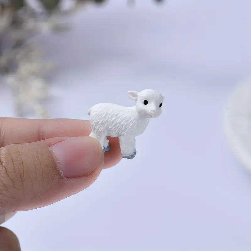 Juego de 5/10 miniaturas de ovejas de resina, lindo accesorio de animales de jardín de hadas, microadornos para paisajismo, terrario, manualidades, decoración DIY