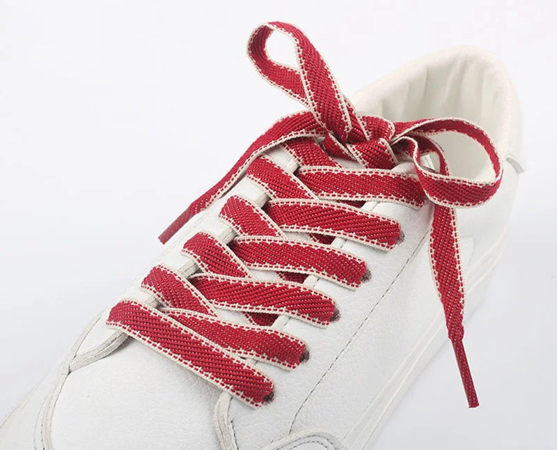 1 paar Polyester Flache Weiße Schuhe Schnürsenkel Frauen Männer Bunte Leder Sport Casual Leinwand Schnürsenkel Saiten Dropship – Detail 5
