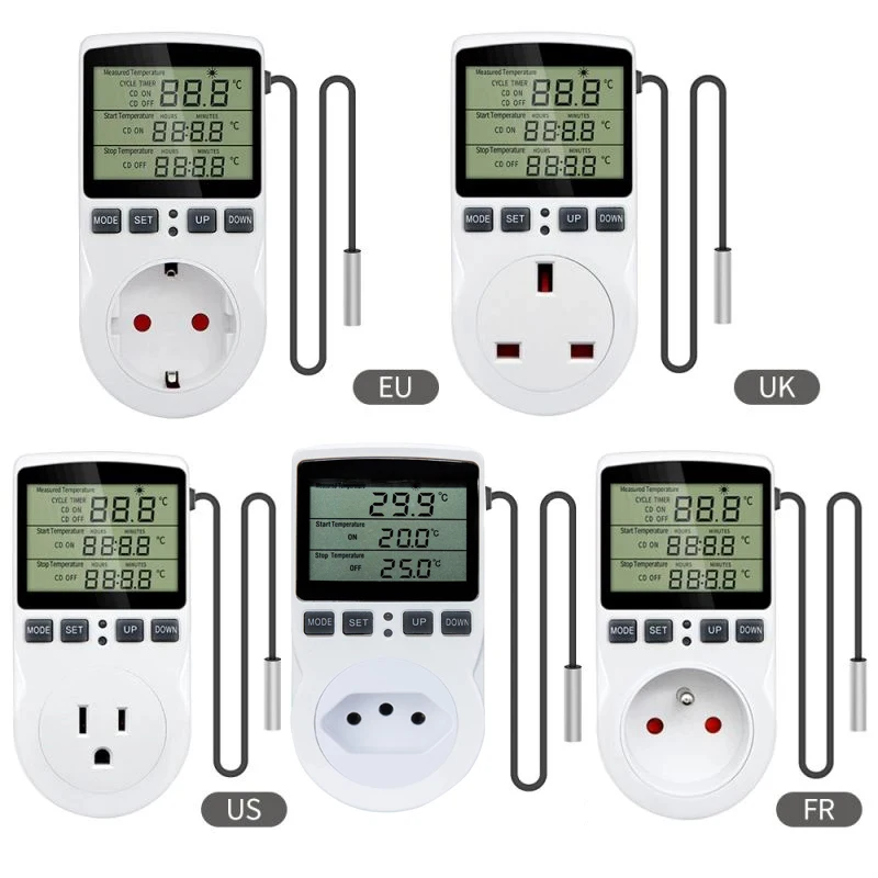 Interruptor de temporizador Digital electrónico, termostato cíclico, enchufe de UE, Reino Unido, EE. UU., Fr, temporizador de cocina, toma de corriente programable, 110-220V