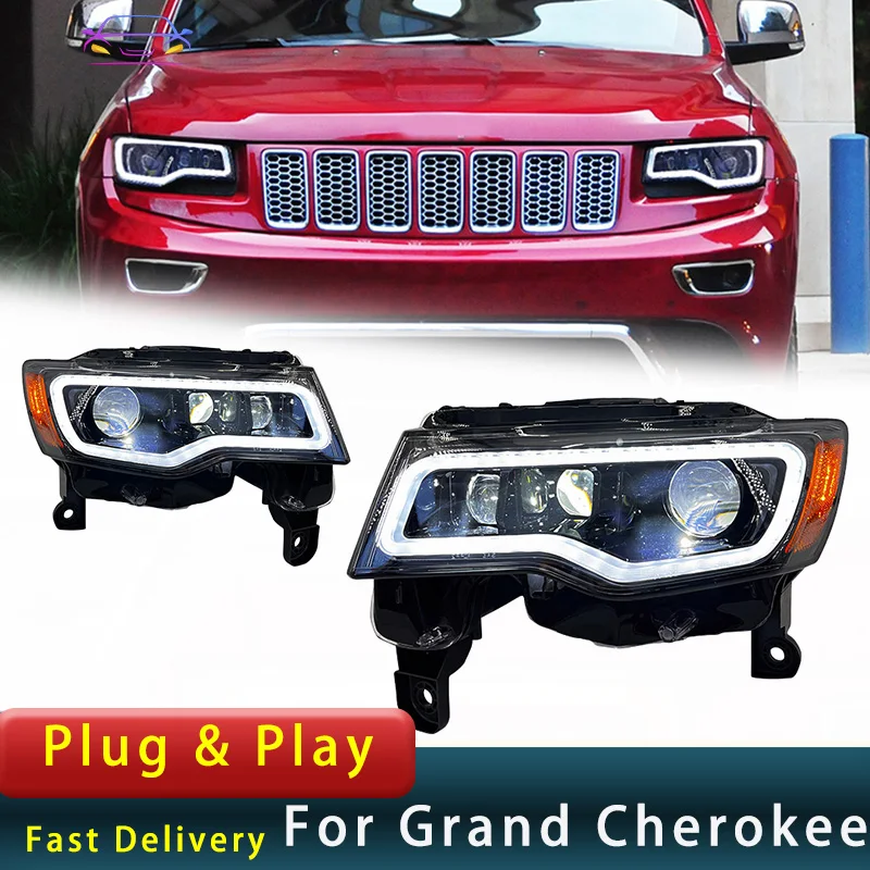 Car Headlight For Jeep Grand Cherokee 2014-2021 LED  Upgrade DRL Signal Projector Lens Head Lamp  Accembly Auto Accessories