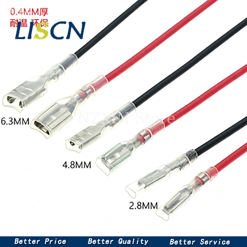 10pcs 2.8MM/4.8MM/6.3MM plug-in spring wire terminal block wire with sheath single head double head connection wire harness ﻿