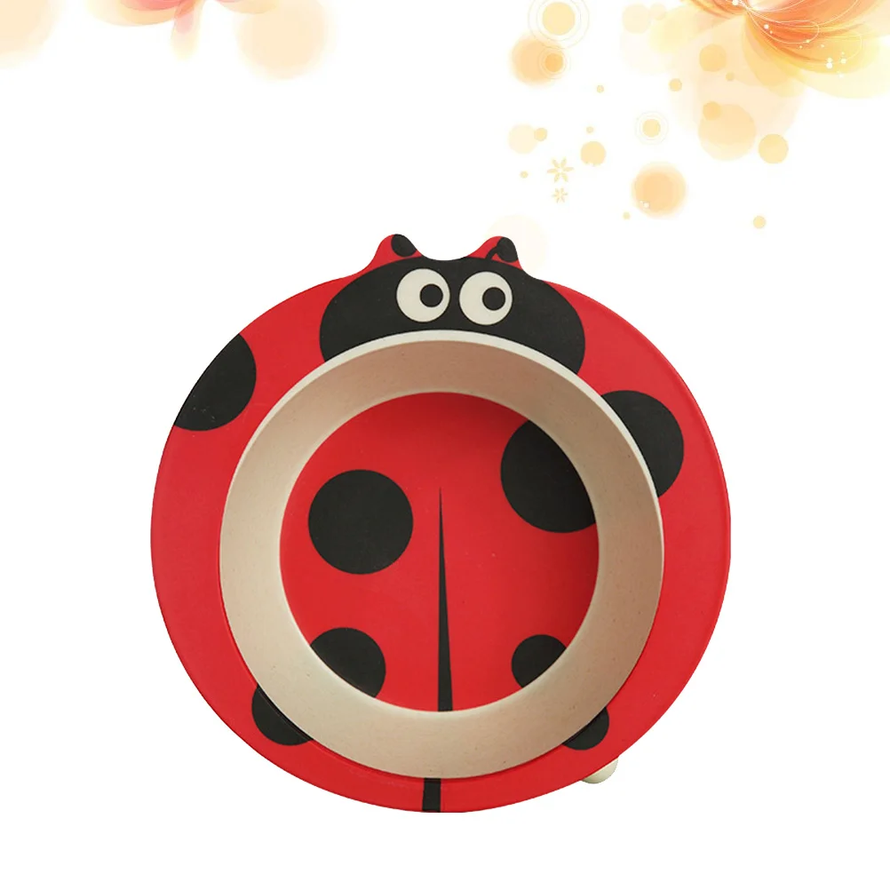 

Bamboo Fiber Children Bowl Cartoon Shape Red Ladybug Healthy Baby Feeding Bowl Portable Wear Resistant