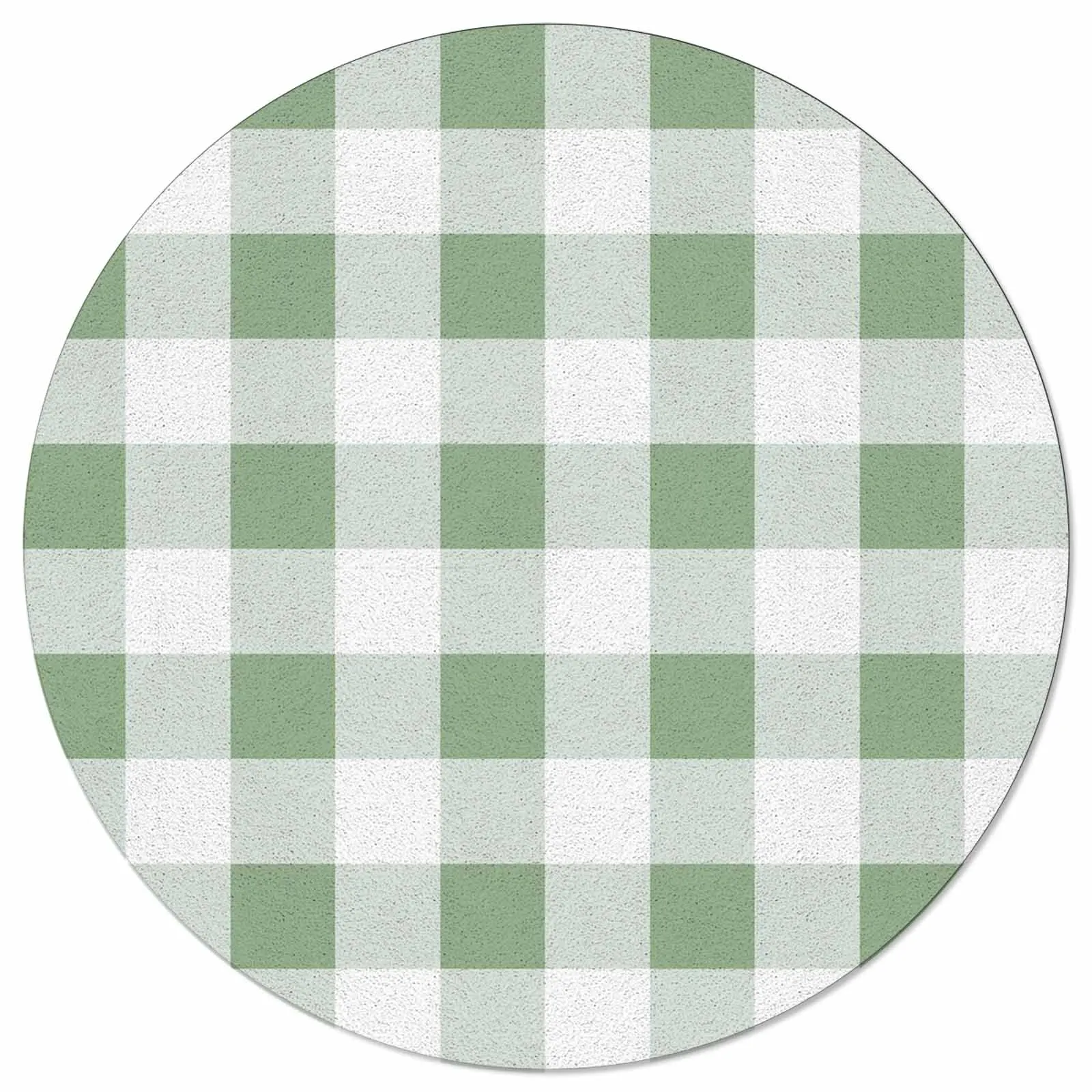 Sage Green Checkered Pattern In Spring Round Area Rug Carpets For Living Room Large Mat Home Bedroom Kid Room Decoration