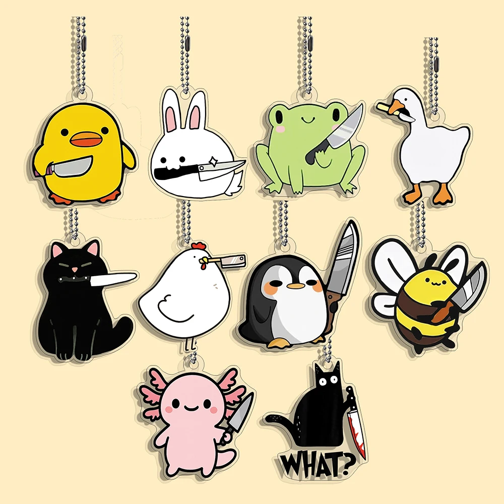 1/10/60 PCS/Set Funny Cat Character Keychain Student Women's Bag Cute Things Gift For Best Friends Wholesale Gifts Frog Goose