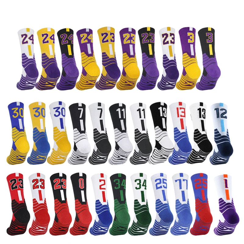 Basketball socks Children\'s socks Adult socks Star number Basketball sports socks Middle tube socks