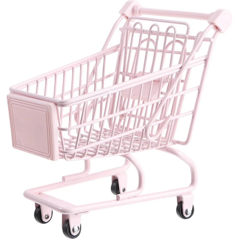 Shopping Cart for Toddler Desk Miniature Weave Small Storage Supermarket Iron Toy Trolley Child