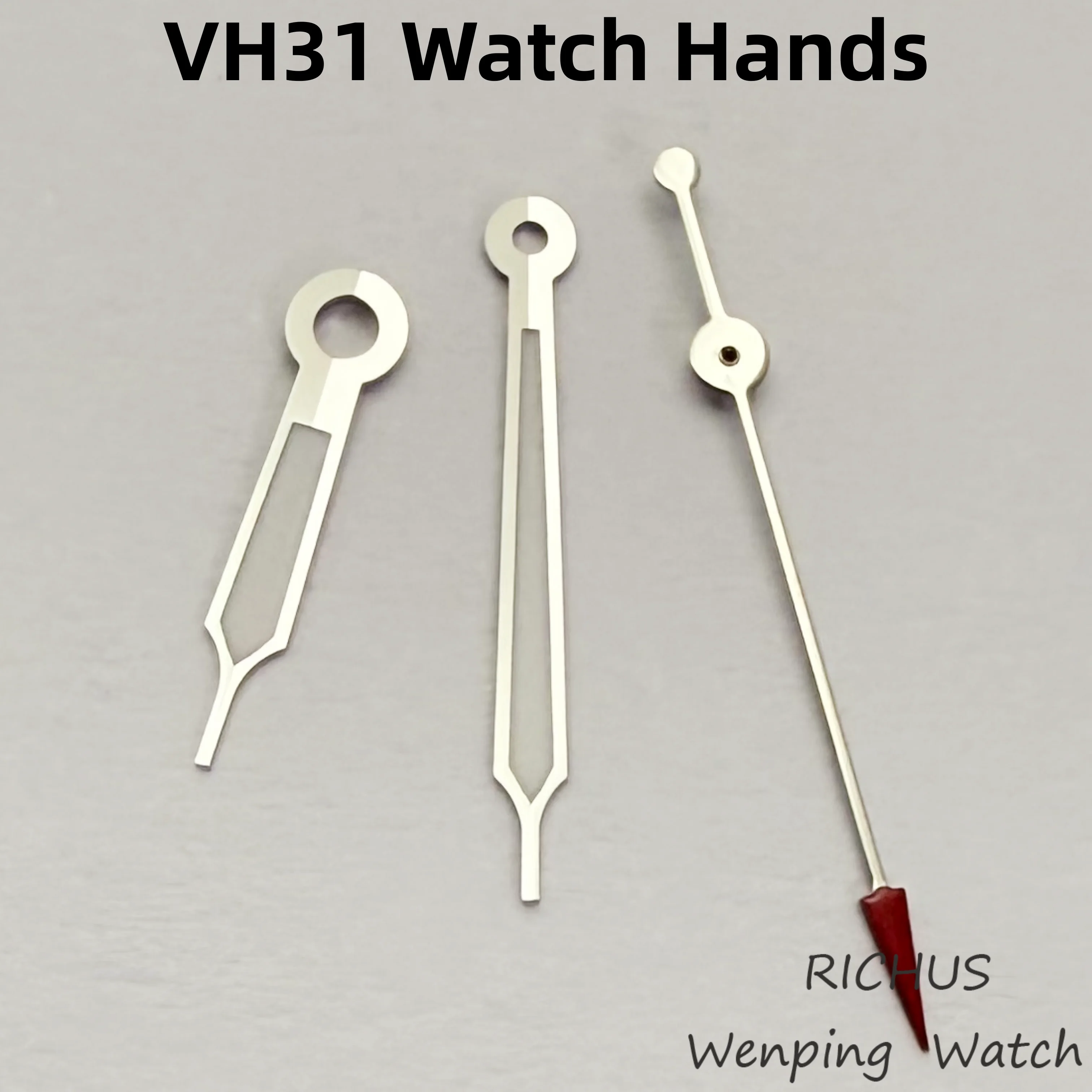 Silver Red Watch Hands Green Luminous Repair Parts Fit for VH31 Movement