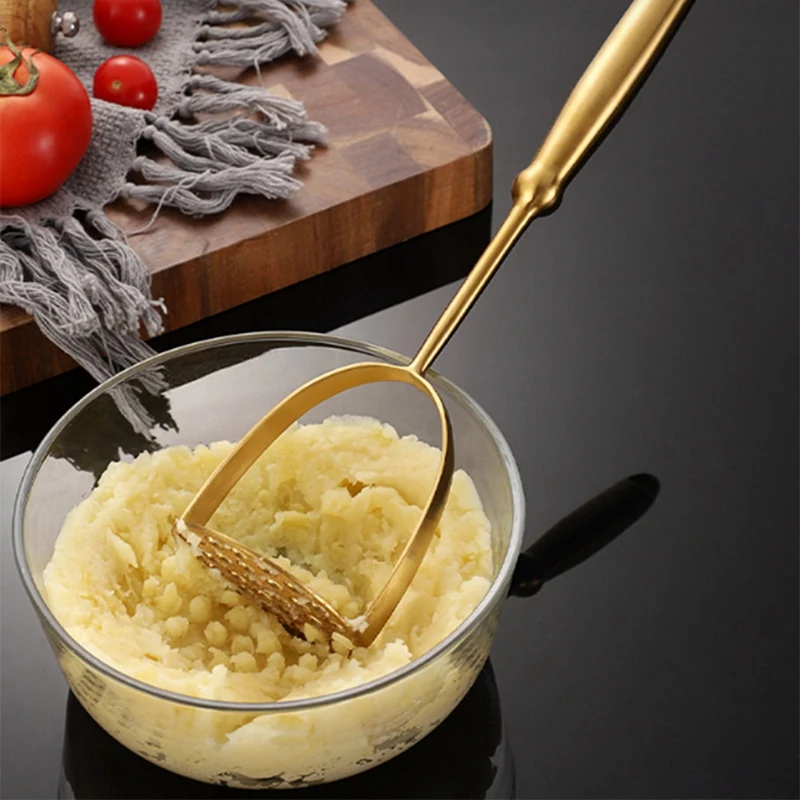 Gold Stainless Steel Potato Masher Household Potato Manual Multifunctional Masher Masher-AD33