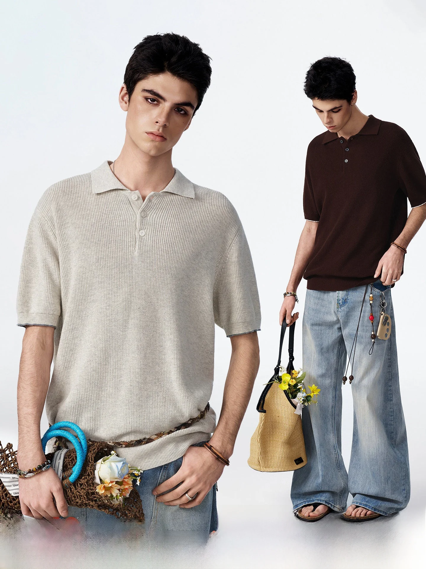 

Dream Made Luxury Short Sleeve Knitted Shirt Men Summer Loose Fit Breathable Cotton T-Shirt Youth Fashion Casual Wear