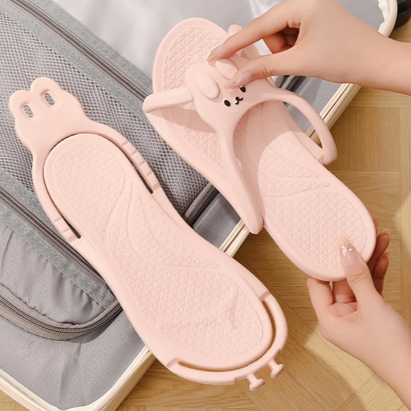 Portable Foldable Travel Lightweight Slippers Women Anti-Slip Slides Swimming Business Trip Hotel Slippers Washable Bath Shoes
