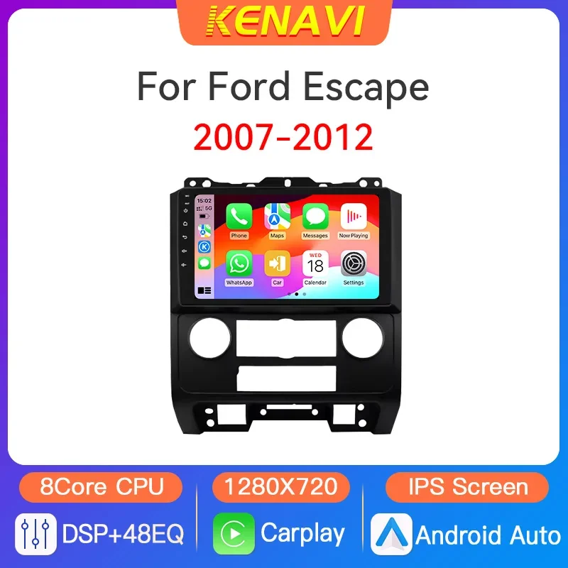 

Автомобильный стерео радиоцентральный мультимедийный видеоплеер для Ford Escape 2007-2012 GPS FM беспроводной Carplay Android Auto 2 Din головное устройство