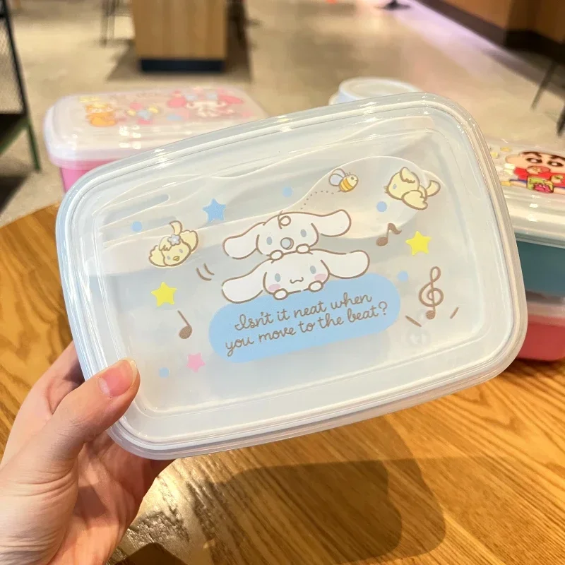 Fiambrera de Stitch para niños, caja de almuerzo portátil de Disney, Kawaii, Elsa, Bento, comida hermética, Crisper, regalo de una sola capa