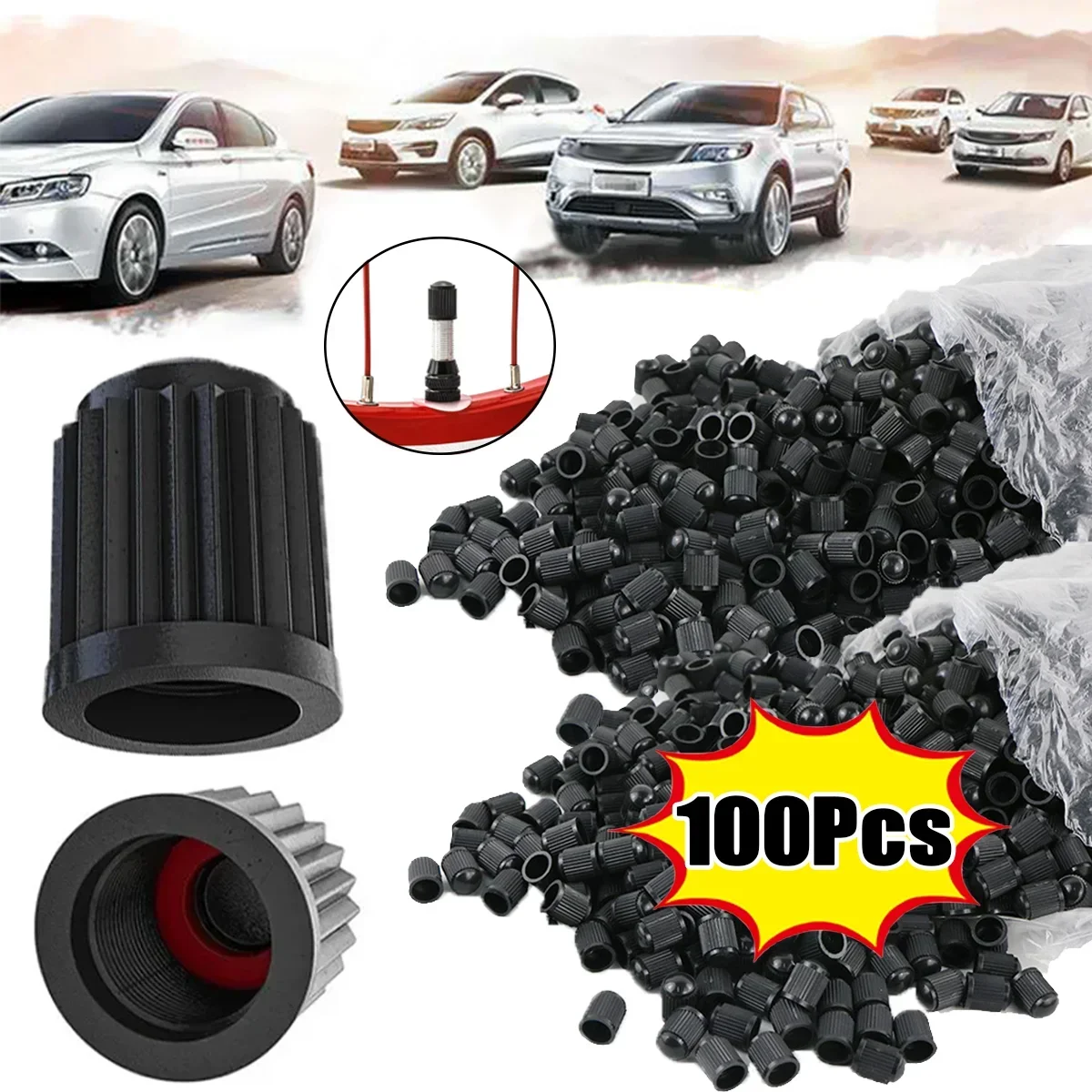 4-1000 Pezzi Tappi Valvola Pneumatici Auto di Alta Qualità, Coperture in Plastica per Valvole di Camion, Moto, MTB, Biciclette da Strada, Accessori Auto