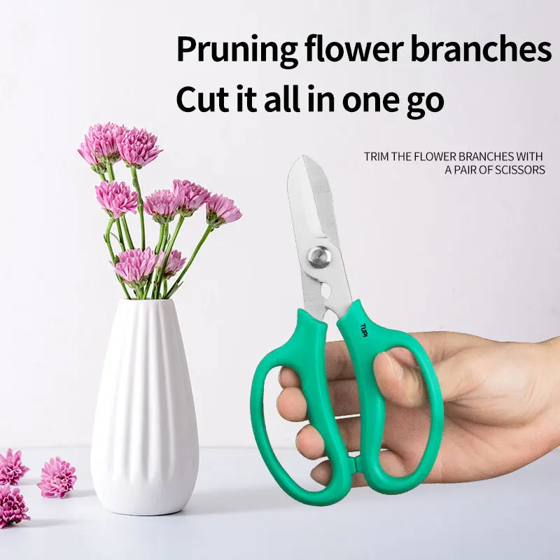 多目的ガーデニングはさみ - 人間工学に基づいたフラワートリマー、滑り止めグリップ付き、屋内/屋外植物用の防錆はさみ