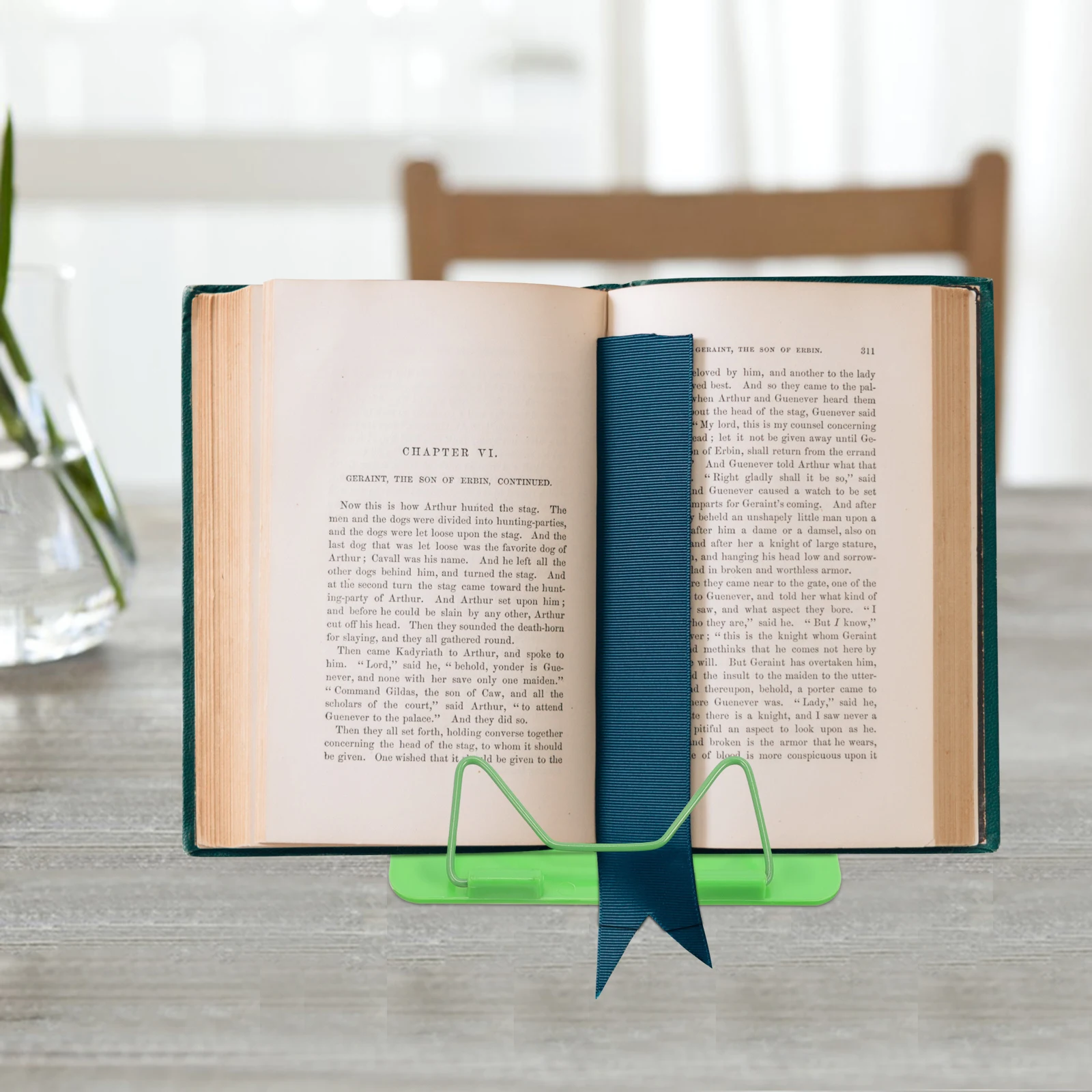 

2Pcs Adjustable Reading Bracket Lightweight Portable Book Support Stand for Home Study Desk Green