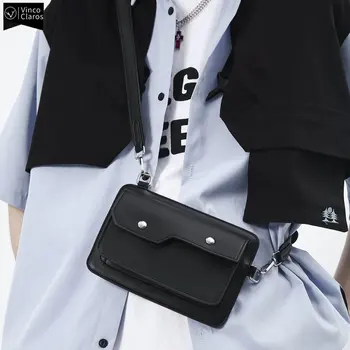 VC-Petit sac messager vintage pour homme, sac de téléphone en cuir PU souple, sacs à bandoulière initiés légers, designer minimaliste