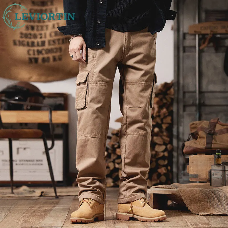 

Men's Spring and Autumn 2025 New Loose Casual Pants American Retro Versatile Simple Straight Tube Multi Pocket Work Pants