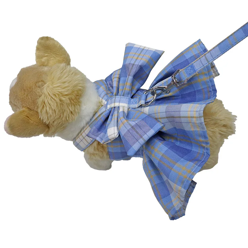 

Pet KK plaid skirt chest strap leash walking dog dog cat vest clothes teddy hair bucket supplies manufacturer
