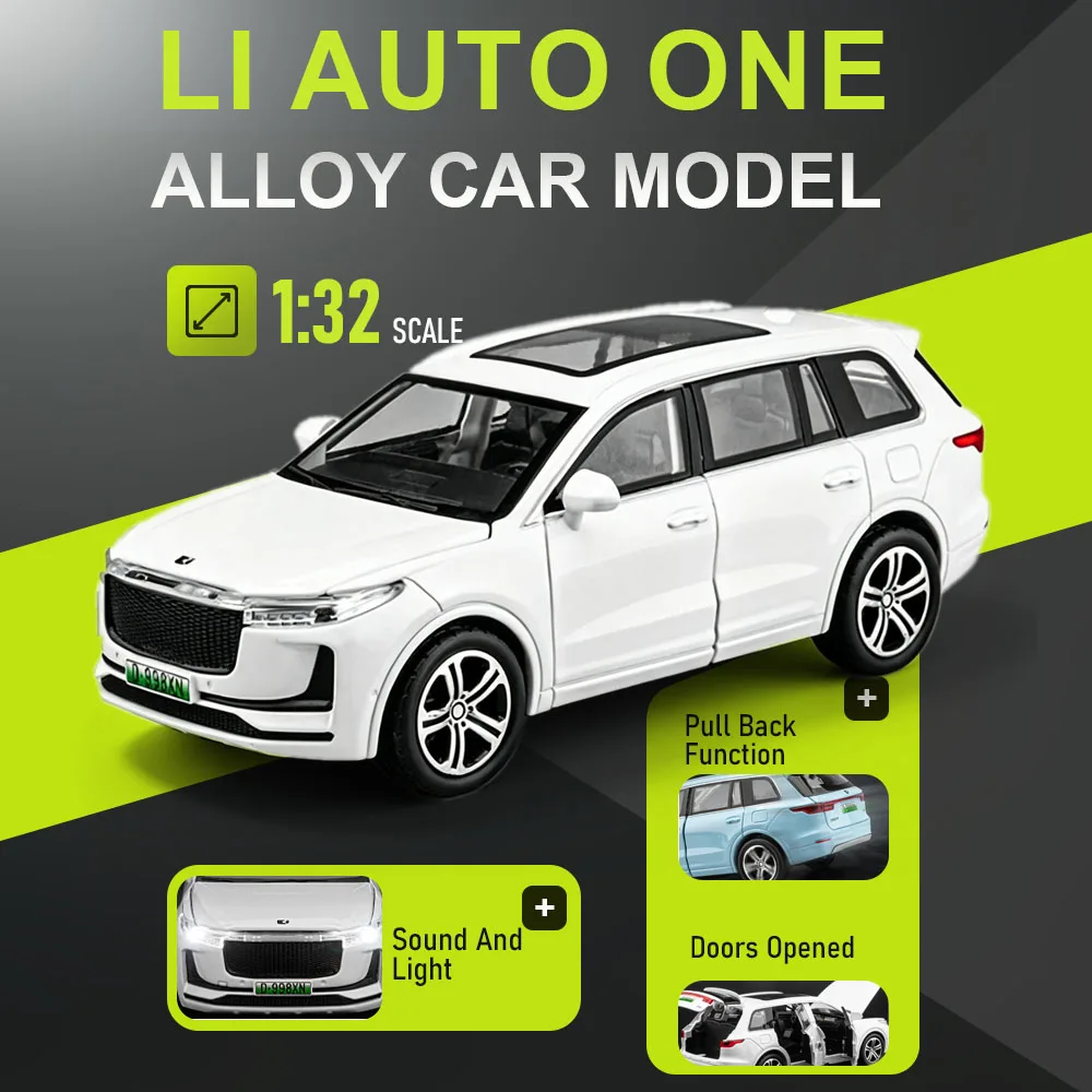 1:32 Li Auto ONE L9 Car Model Toy Doors Opened Sound Light Models Pull Back Alloy Diecast Vehicle for Friends Birthday Presents