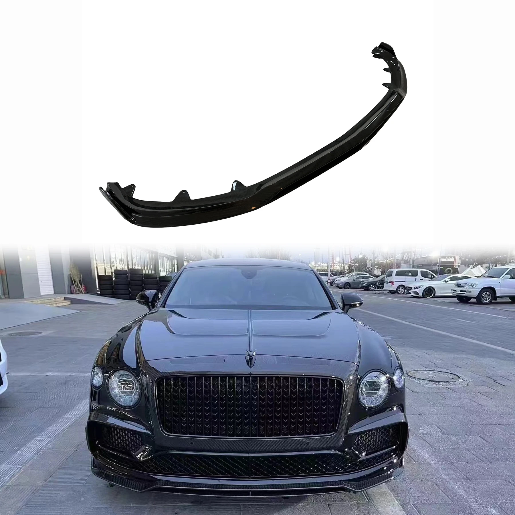 Bentley Flying Spur Automotive Accessories M Style Dry Carbon Fiber BodyKit Auto Parts Spoiler Front Lip For Bentley Flying Spur