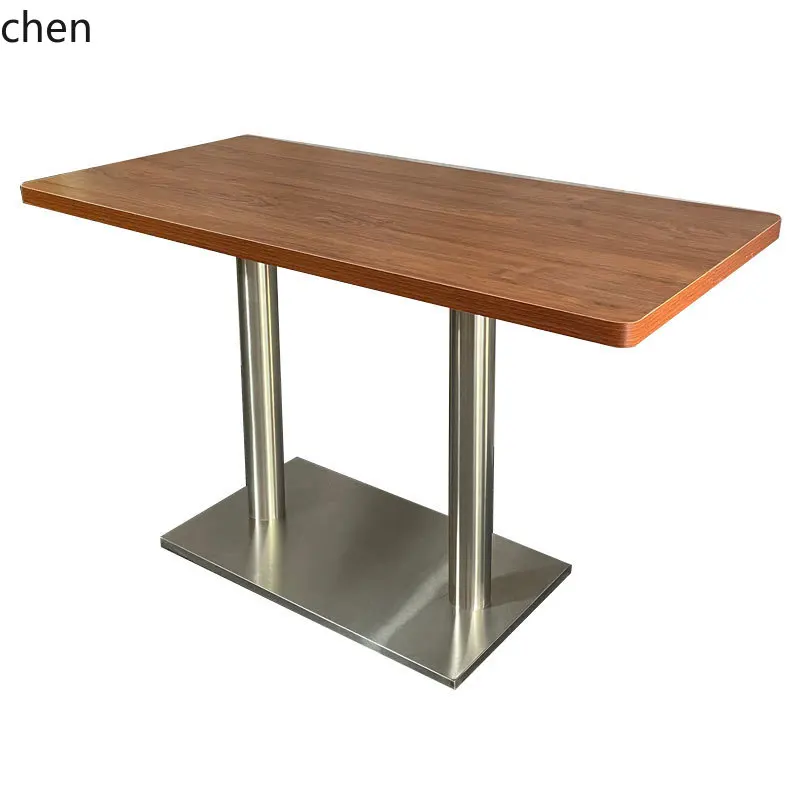 LXC Restaurant Table and Chair Set Retro Table Dining Chair Modern Simple Stainless Steel Upholstered Chair