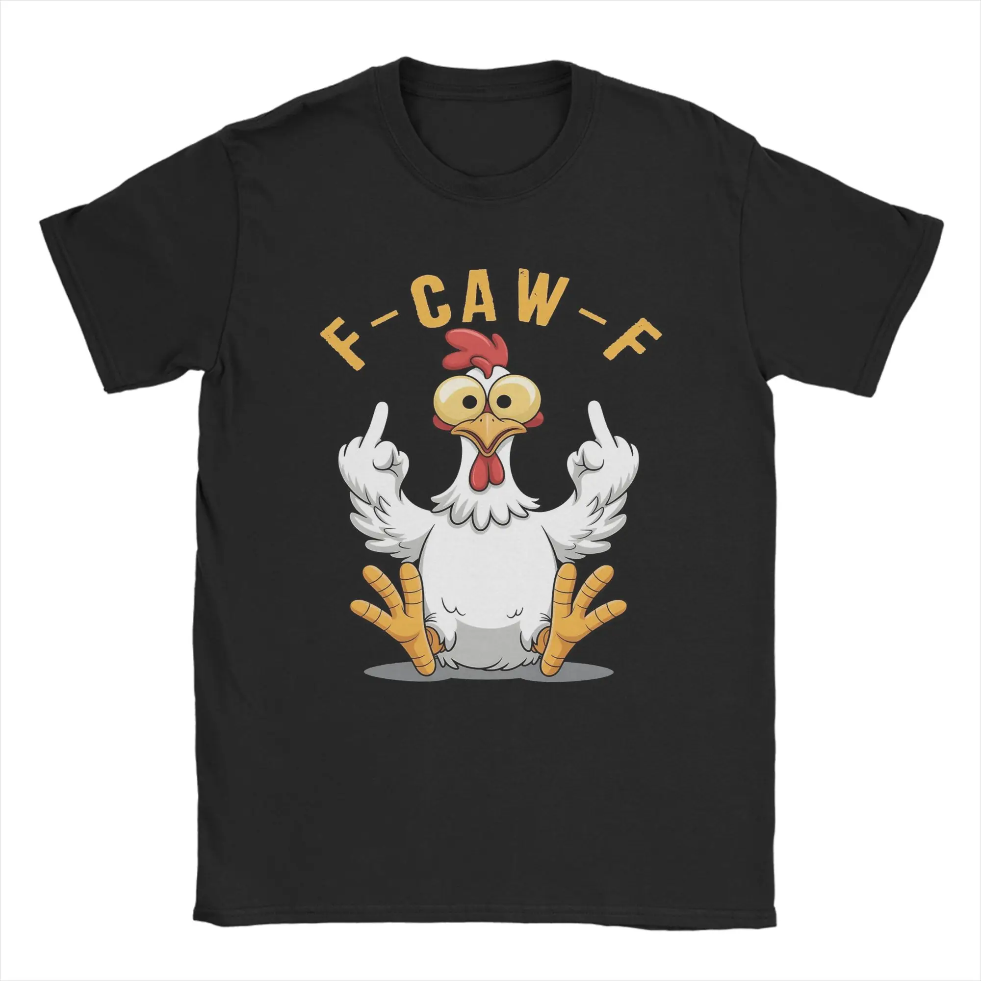 

F-Caw-F Chicken Rooster Meme T Shirt Beach Novelty T Shirts Men Cotton Crewneck Oversized Clothing Short Sleeve Awesome Tops