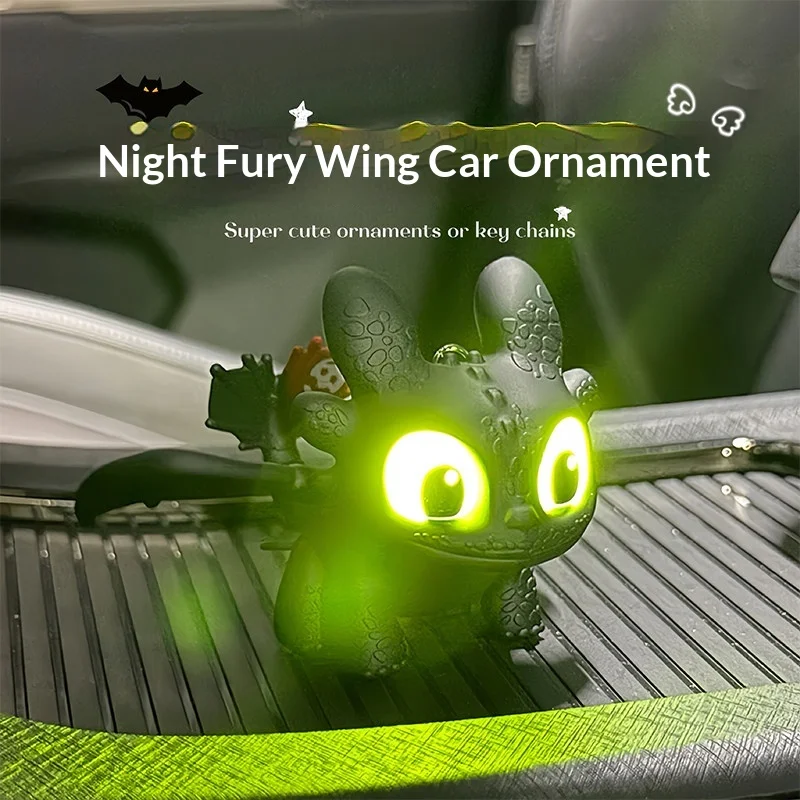 Potdemiel Genuine Car Dashboard Decoration Glowing Toothless Ornament Car Hanging Accessory Interior Night Fury Wings Can Move
