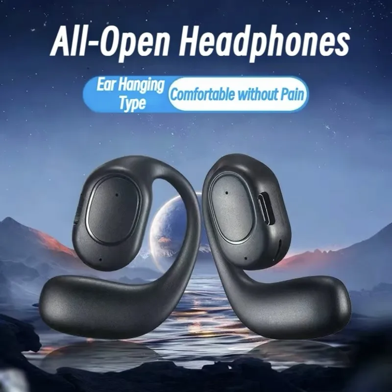 Q7 Auricolari Bluetooth senza fili Conduzione aerea OWS Cuffia HiFi Gancio per l'orecchio Musica Sport Cuffie con cancellazione del rumore per smartphone