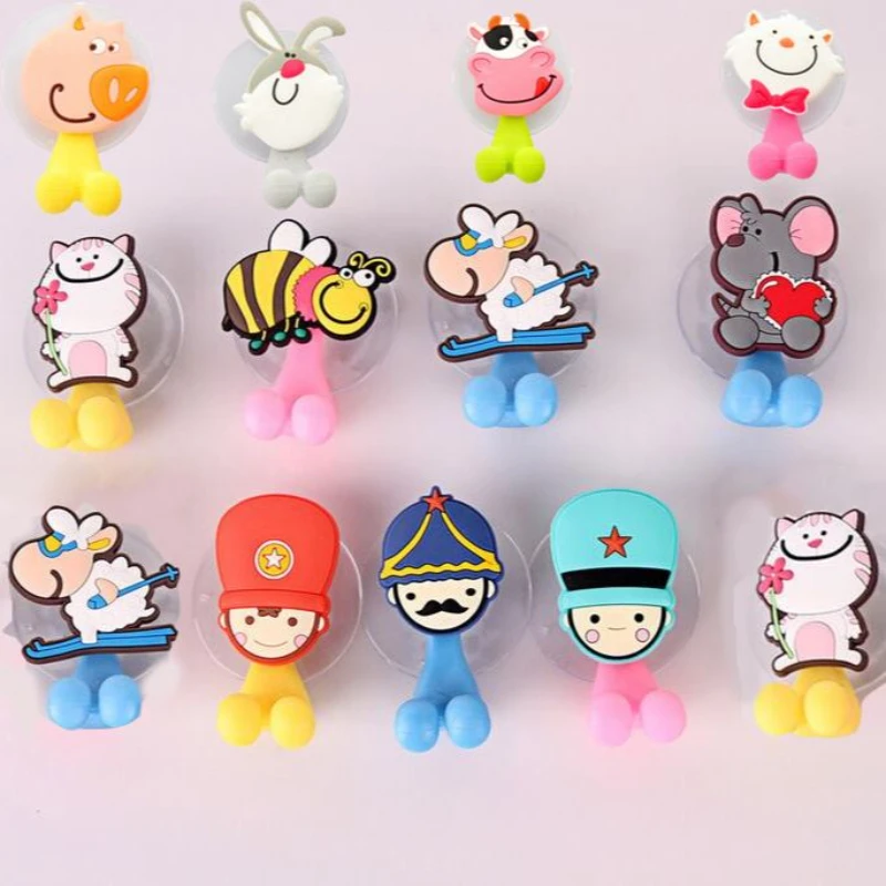 Toothbrush Holder Suction Cartoon Animal Tooth Brush Hooks for Kids Children Bathroom Set Accessories Eco-Friendly