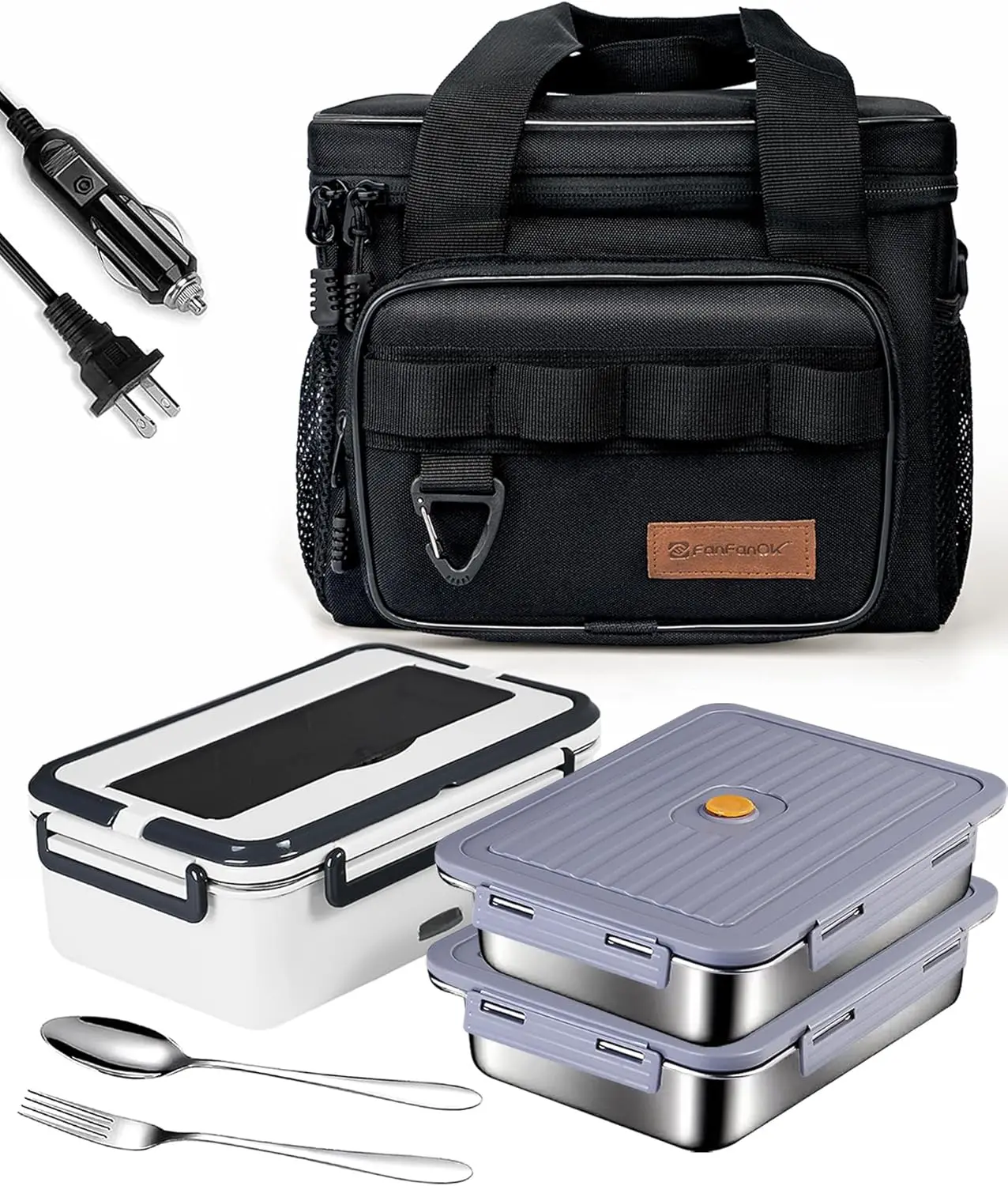 

Electric Lunch Box Food Warmer for Men Adults,3 in 1 Heated Lunch Boxes for Car Truck Work Travel with Large Insulated Lunch Bag