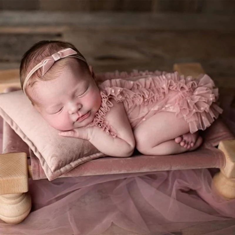 J15U Modern Bed Newborn Bed Rustics Baby Photo Prop Photography Prop Set for Dolls