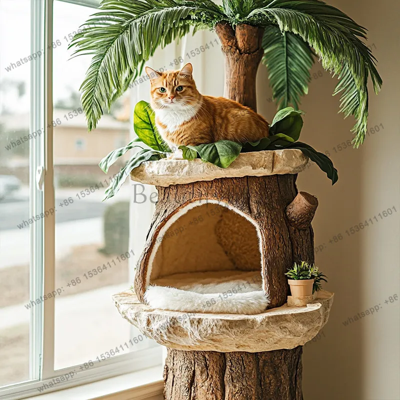 Large Cat Tree Climbing Frame with Integrated Nest and House Indoor Luxury Pet Furniture for Cats Multi Level