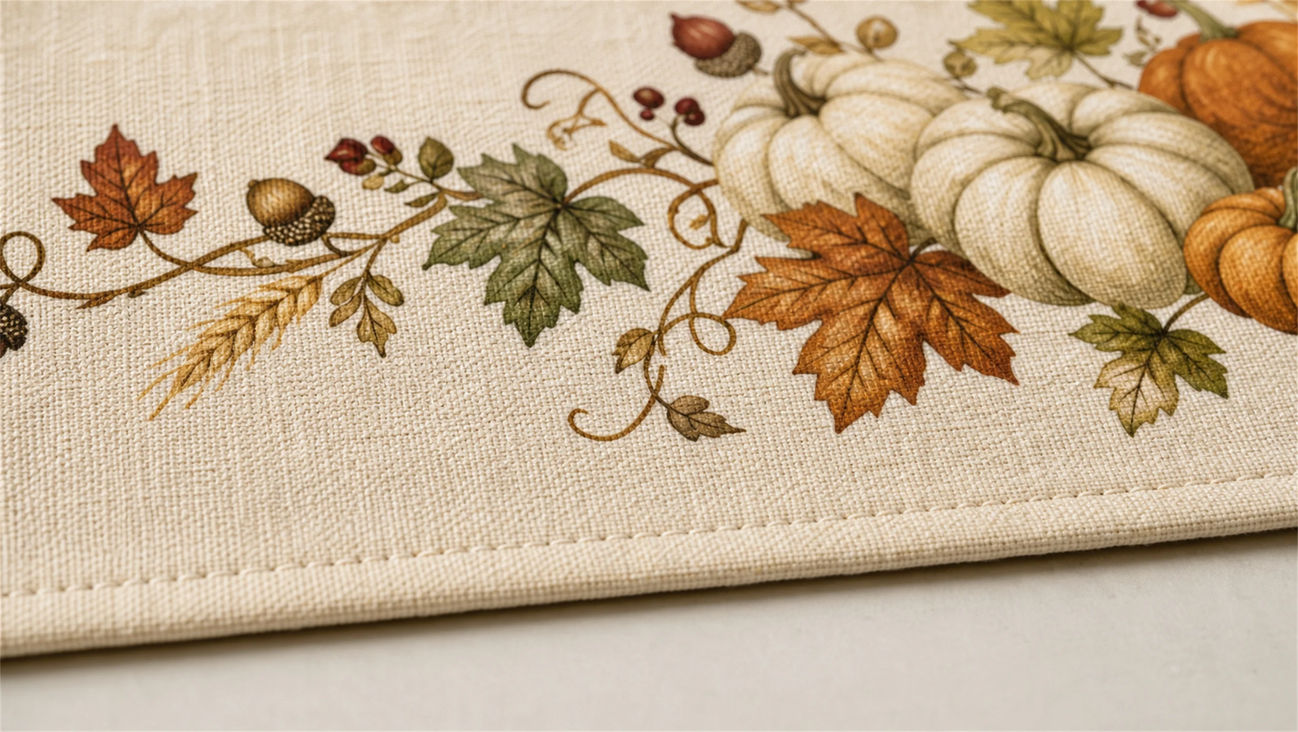 Autumn Pumpkin Table Runner Harvest Maple Leaf Vine Print Farmhouse Dining Table Decor Thanksgiving Fall Home Decoration