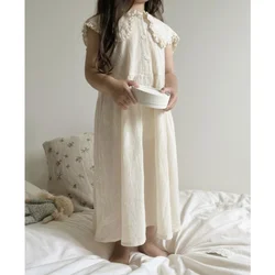 Children Clothing Girls Solid Color Dress 2023 Summer New Fashionable Cotton and Linen Flanged Casual A Line Comfortable Dress