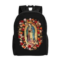 Custom Our Lady Of Guadalupe Mexican Virgin Mary Laptop Backpack Bookbag for College School Student Mexico Catholic Saint Bags