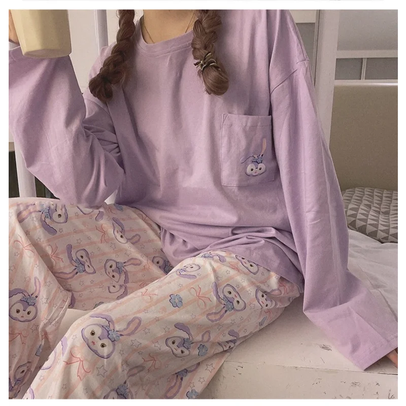 Disney Star Dailu autumn new long-sleeved pajamas female cute Stitch fashion sweet loungewear comfortable suit