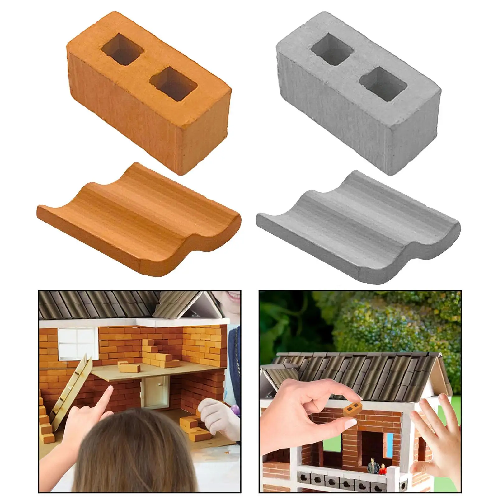 Mini Bricks Roof Tiles Dollhouse Decor Photo Prop Birthday Presents DIY Supplies Model Building for Study Household Bedroom