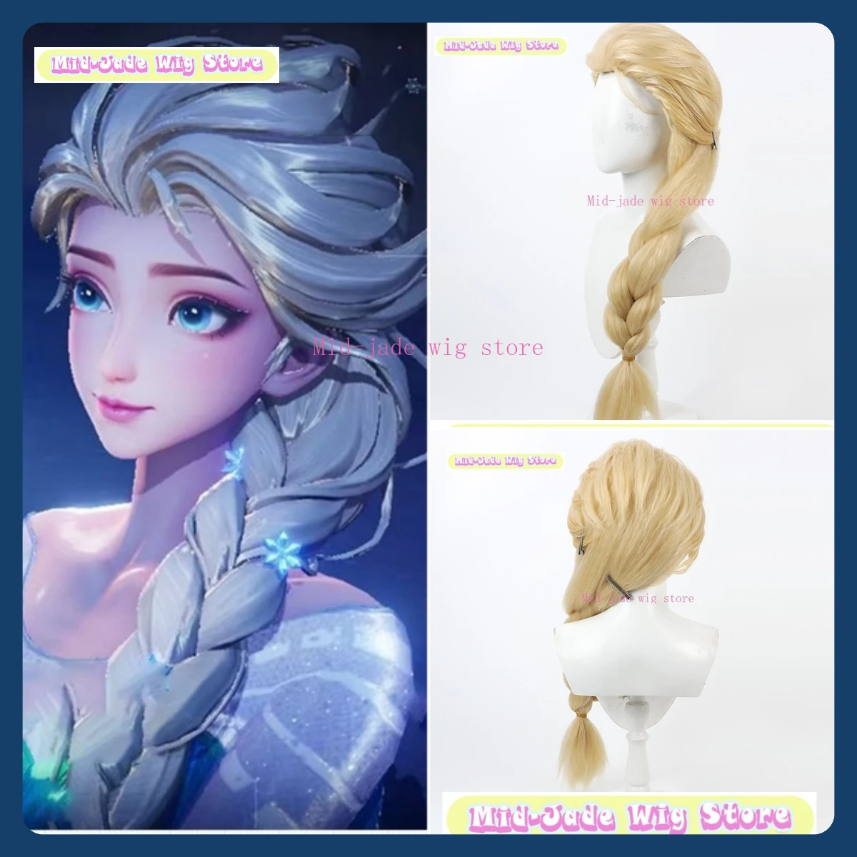 

Mid-jade Wig Store Honor Of Kings Zhenji Ice Lotus Skin Cosplay Wig Anime Game Role Playing Synthetic Hair Halloween Party