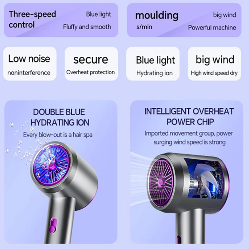 Xiaomi High-Speed Hair Dryer High-power Blue Light Negative Ion Home Salon No Damage Hair Hair Dryer Appliance Us Uk Eu Plug-In