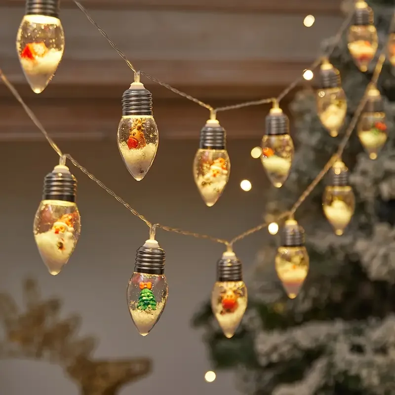 1pc 10/20LED Christmas Snow Globe String Lights Santa Claus Christmas Tree Reindeer Doll Wish Light For Wedding Party Home Decor